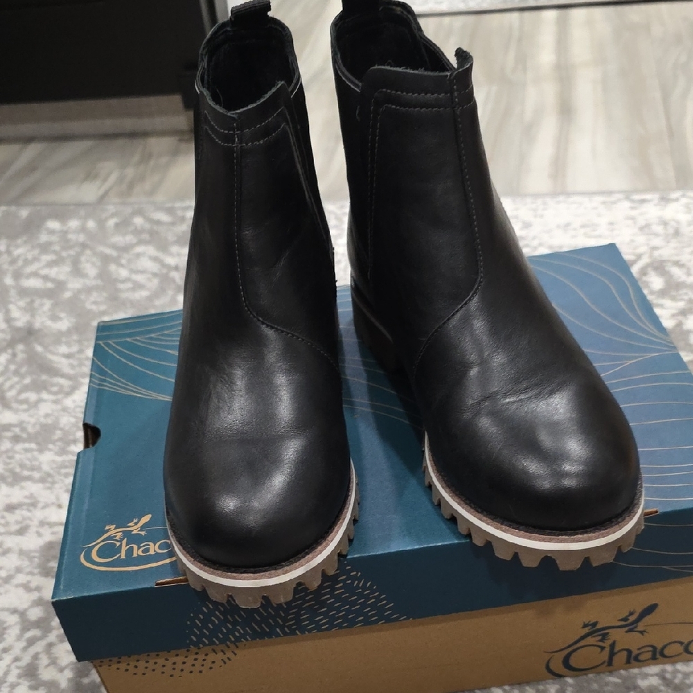 Chaco Black Leather Ankle Booties